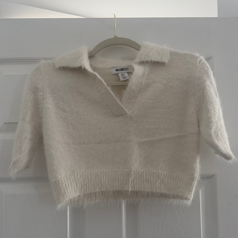 William Rast Cropped Fuzzy Sweater